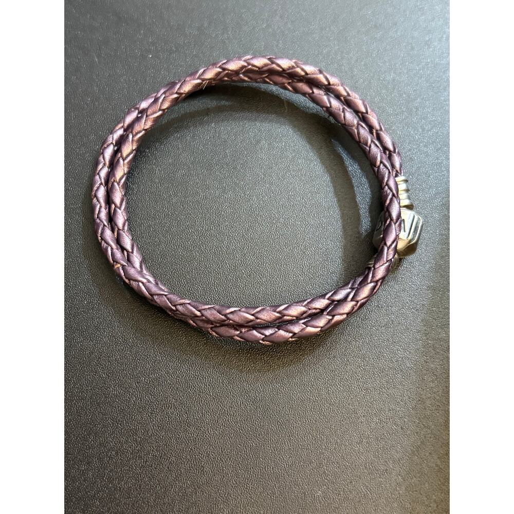 Pandora Double Leather Bracelet S925 ALE size 6 Purple